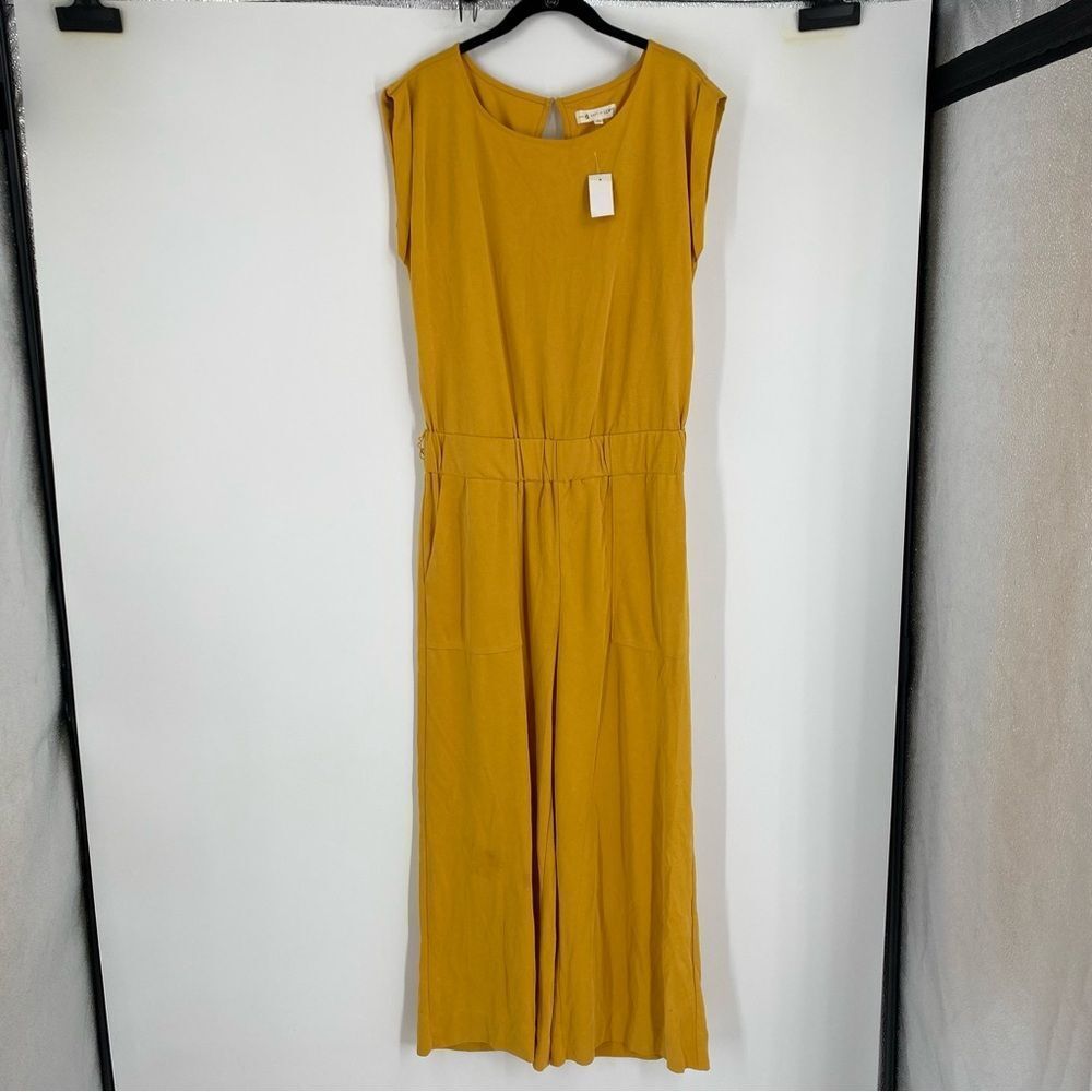 Lou & Grey Mustard Yellow Short Sleeve Jumpsuit size M